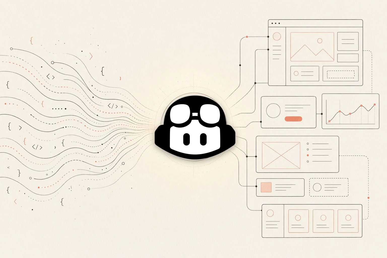 Ciclo di feedback del design con GitHub Copilot CLI: un agente nel terminale che legge un'immagine di riferimento, un browser che renderizza la UI e un workspace, con una freccia di feedback che torna indietro