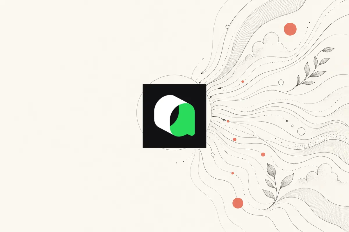 OpenDesign vs. Qoder — ilustración editorial en papel cálido de un prompt convergiendo en un hub de diseño que te pertenece